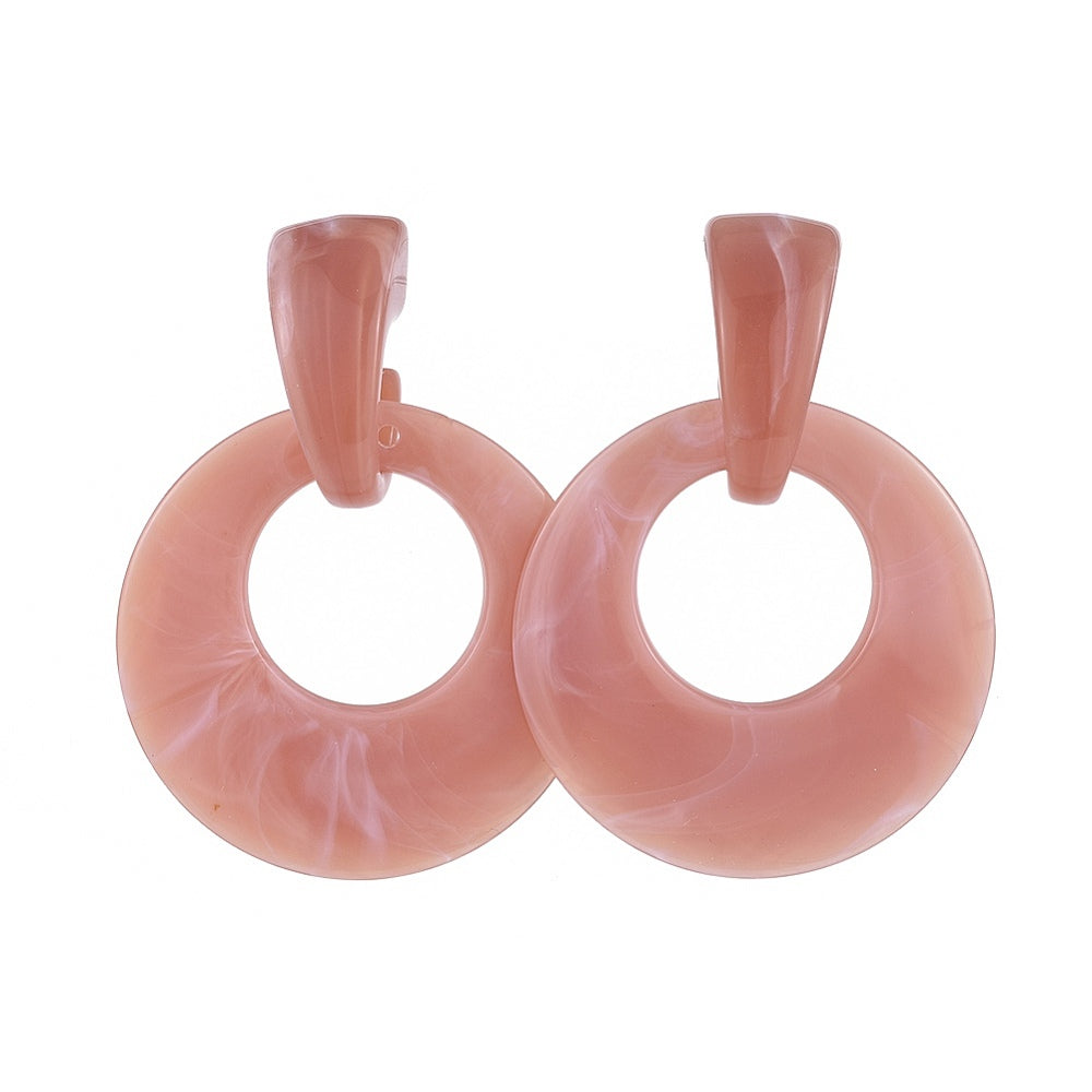 Statement Acrylic Stud Earrings, with 304 Stainless Steel Stud Earring Findings and Plastic Ear Nuts, Earring Backs, Flat Round, Rosy Brown