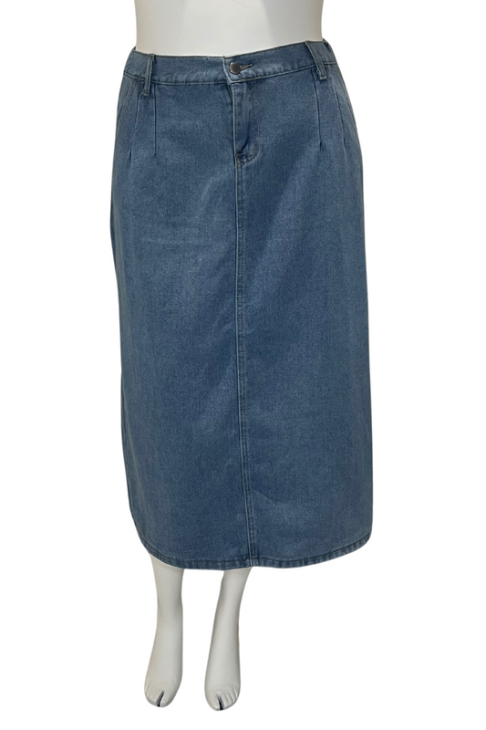 Womens Plus Size Blue Denim Skirt  Womens Plus Size Fashion Long Skirt