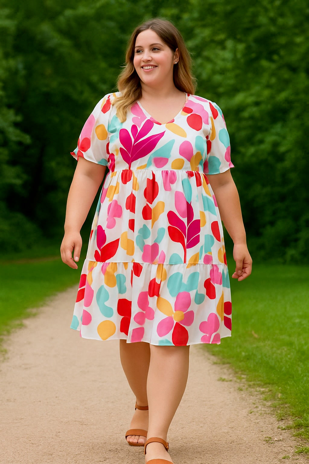 Vibrant Women’s Floral Print Tiered Ruffle Dress | Boho Babydoll Summer Dress