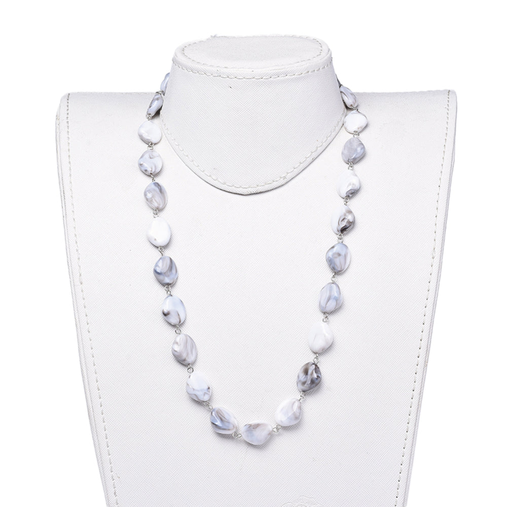 Womens Fashion Acrylic Imitation Gemstone Style Beaded Necklace, with Iron Eye Pin, 304 Stainless Steel