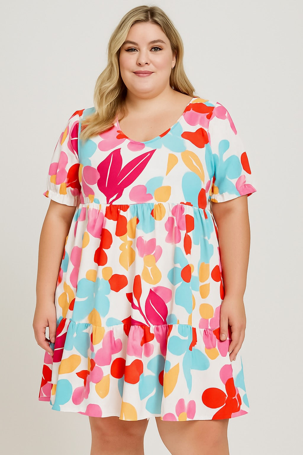 Vibrant Women’s Floral Print Tiered Ruffle Dress | Boho Babydoll Summer Dress