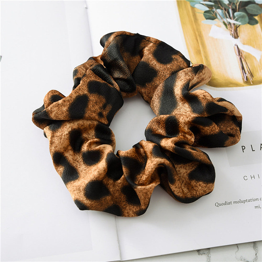 Brown Leopard Print Pattern Cloth Elastic Hair Accessories, for Girls or Women, Scrunchie/Scrunchy Hair Ties