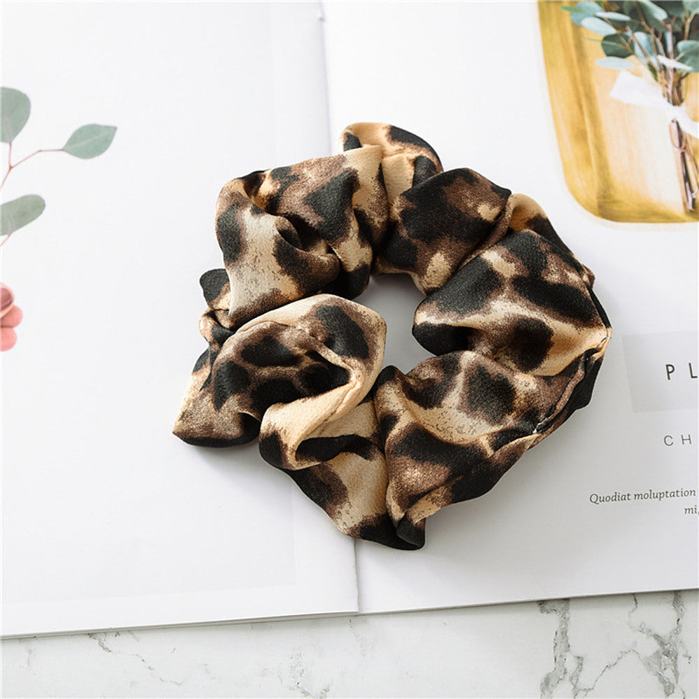 Brown Leopard Print Pattern Cloth Elastic Hair Accessories, for Girls or Women, Scrunchie/Scrunchy Hair Ties