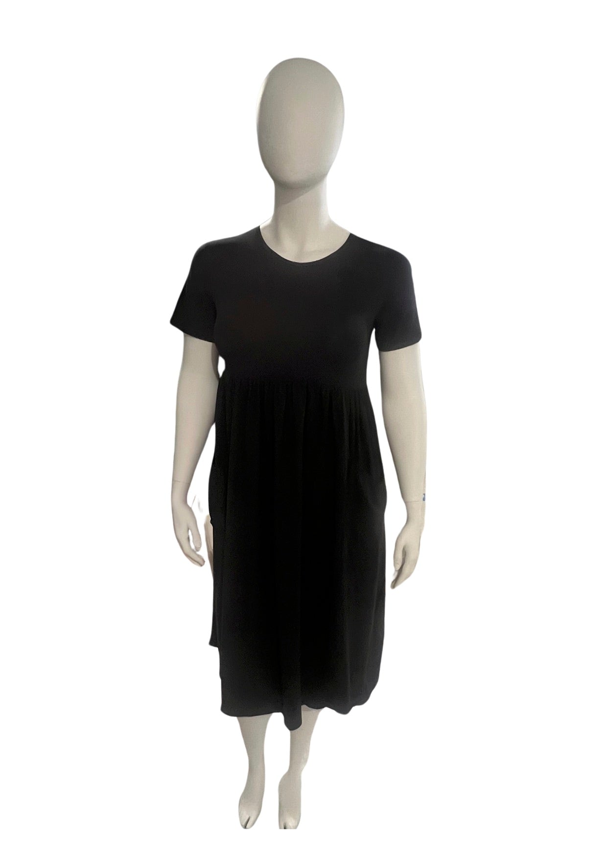 Plus Size Womens Babydoll Casual T-shirt Dress, Women's Plus Round Neck Midi Dress