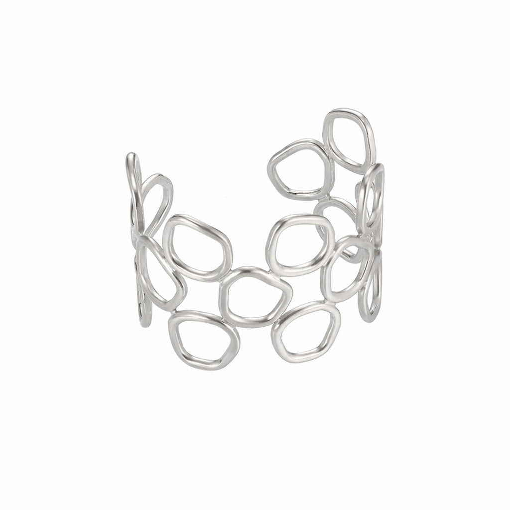 Stainless Steel Wide Cuff Bangle (Polished) – Adjustable Fit