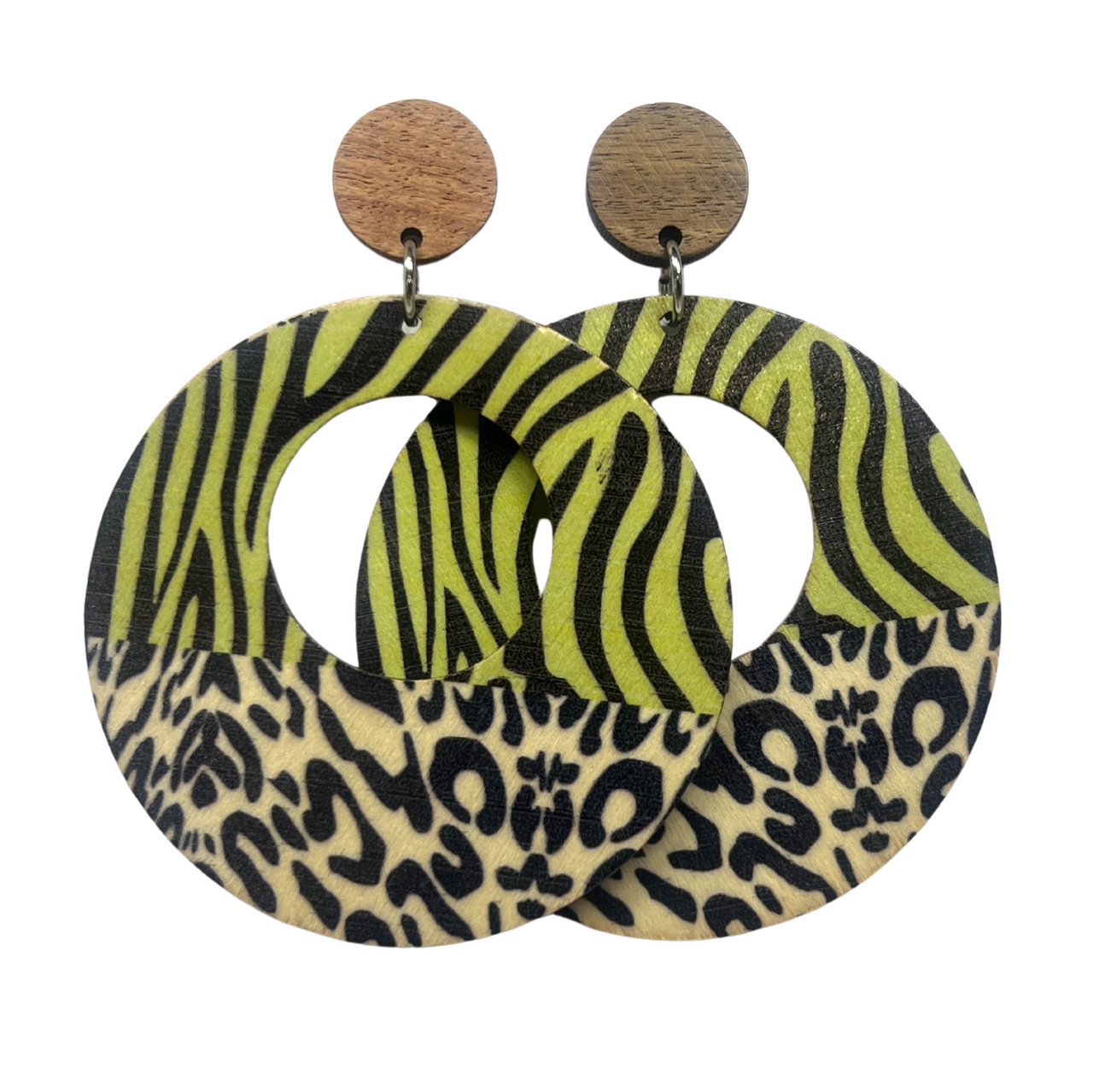Leopard Print, Animal Zebra Print Wood Stud Dangle Earrings Fashion Earrings Statement Earrings (Copy)