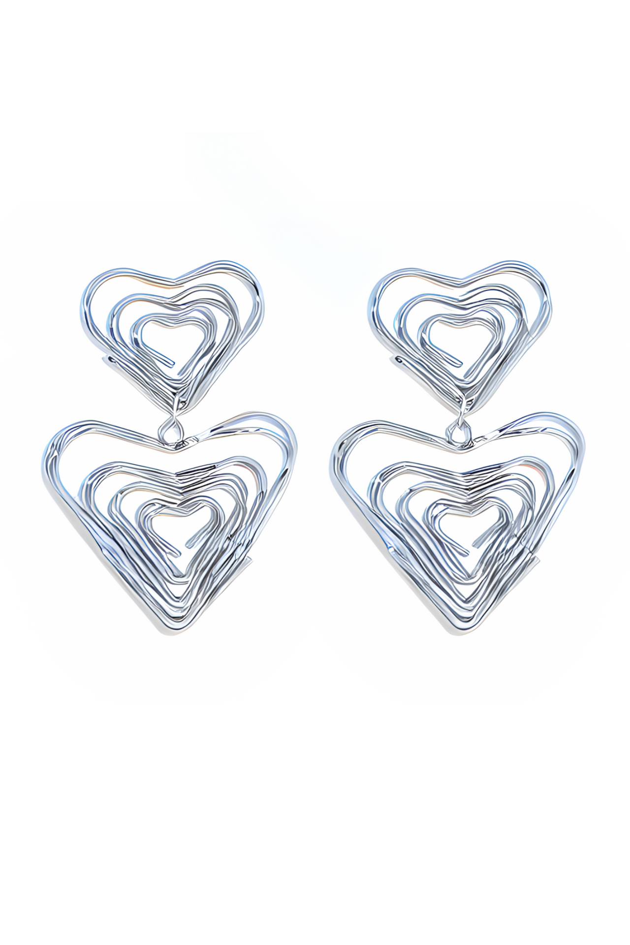 Silver Heart Ring Alloy Iron Drop Earrings Womens Fashion Drop Earrings Stud Earrings