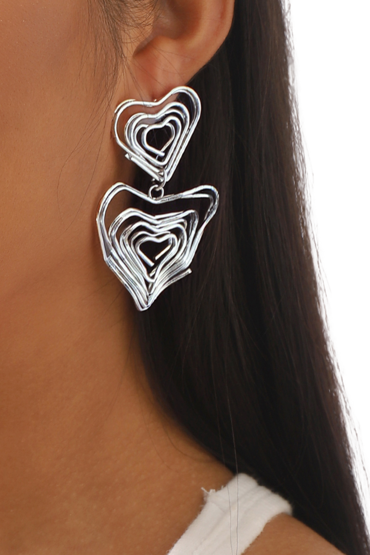 Silver Heart Ring Alloy Iron Drop Earrings Womens Fashion Drop Earrings Stud Earrings