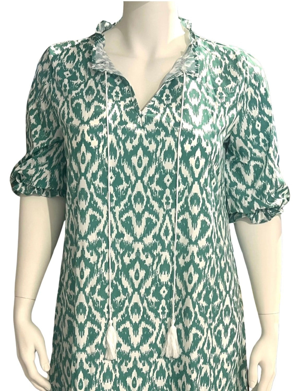 Plus Size Green Boho Dress with V-Neckline