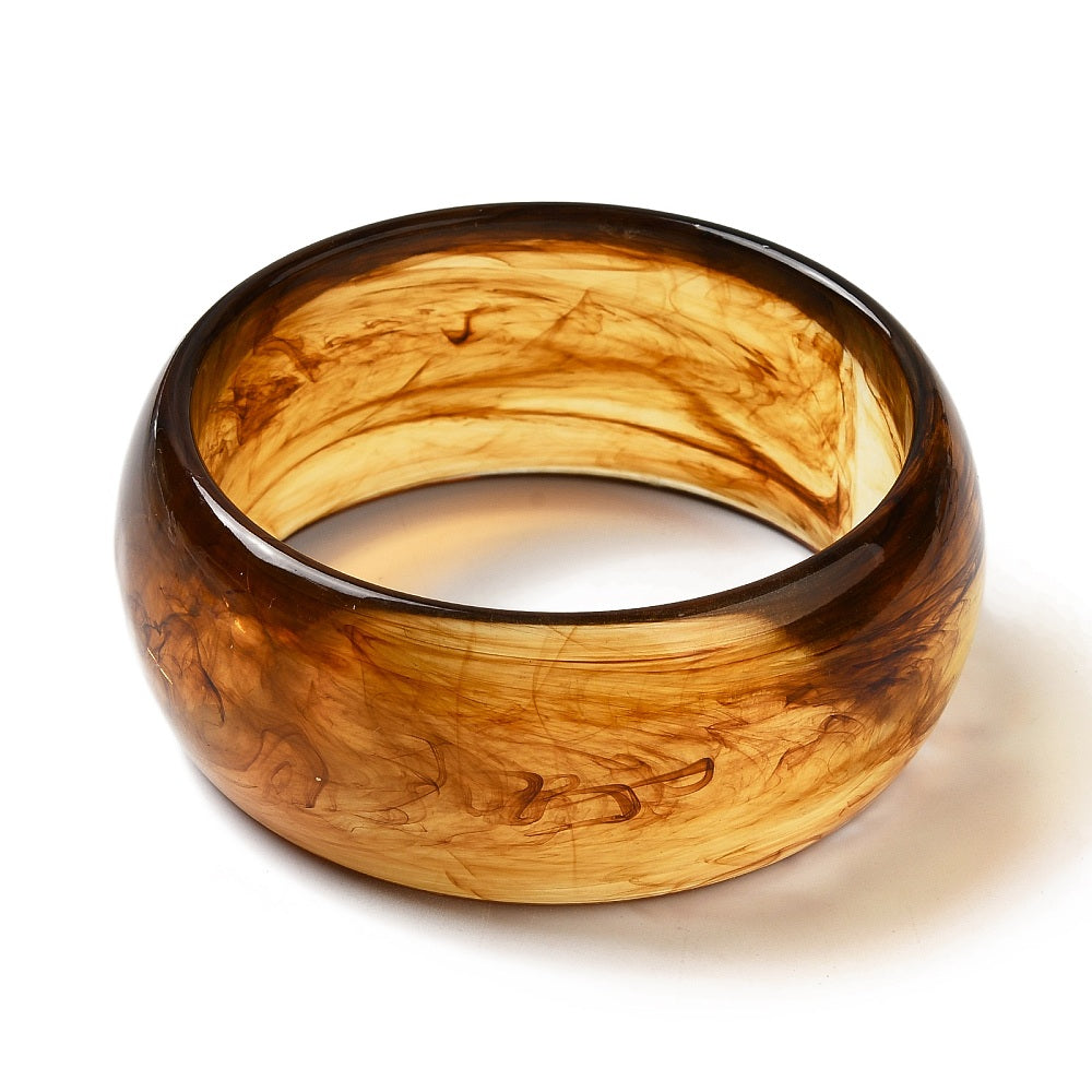 Dark Goldenrod Acrylic Wide Bangle Bracelet Women's Statement Jewellery
