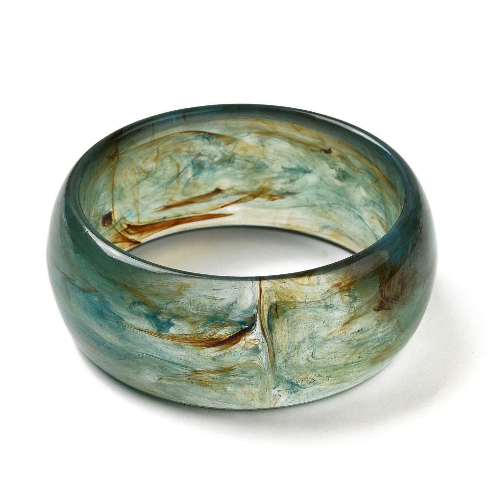 Sea Green/Blue Acrylic Wide Bangle Bracelet Women's Statement Jewellery