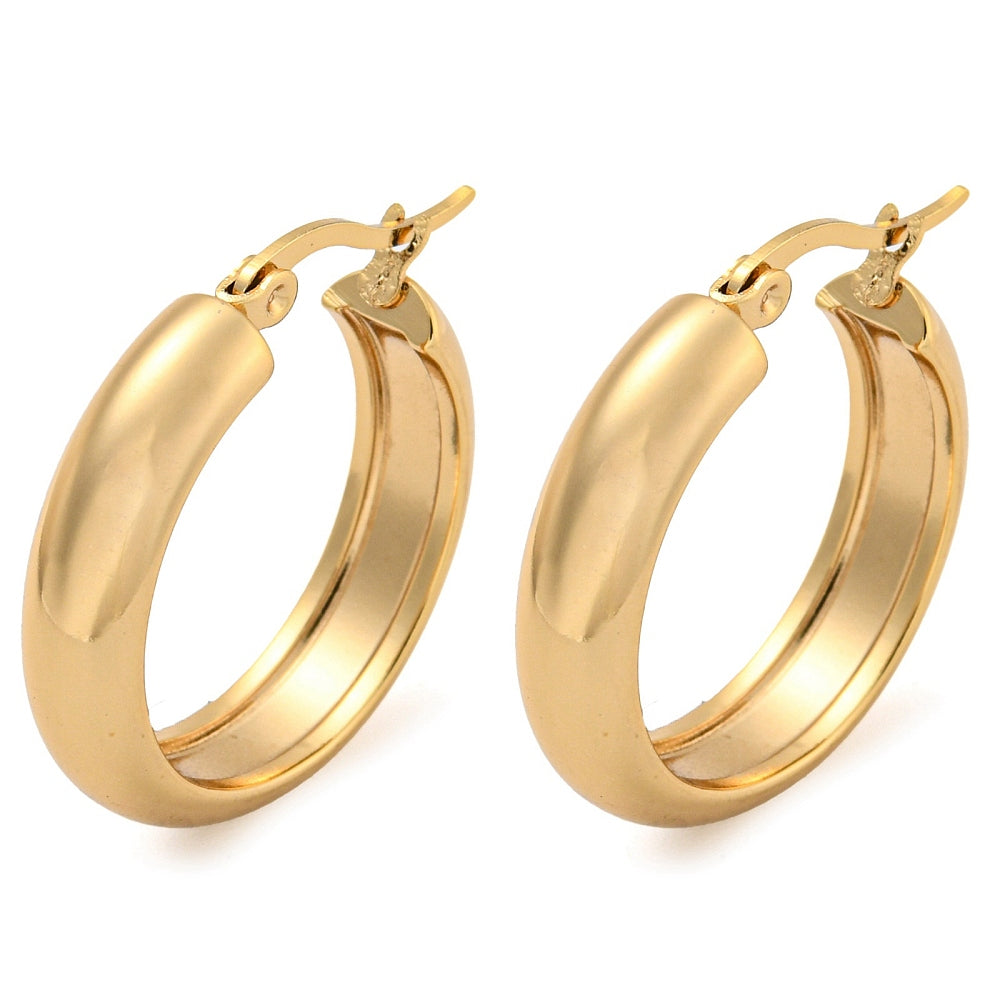 26mm Gold Stainless Steel Hoop Earrings 202/304 Jewellery Making Findings