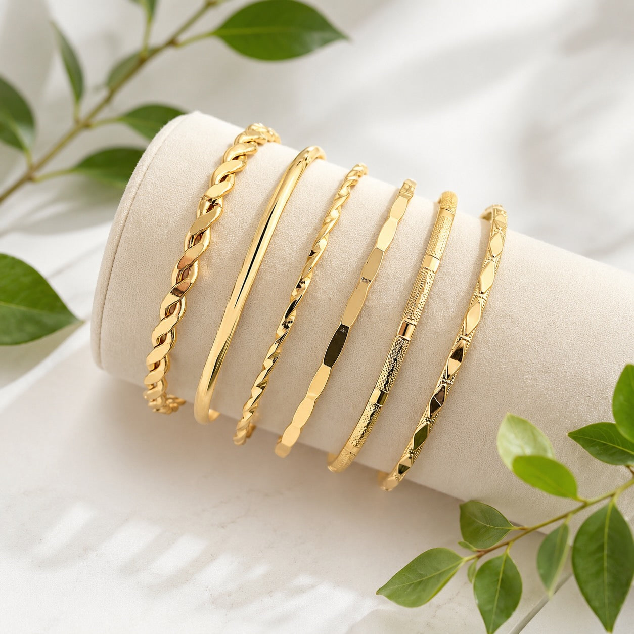 10Pc Gold Alloy Bangle Set Women's Stackable Bracelets Fashion Jewellery