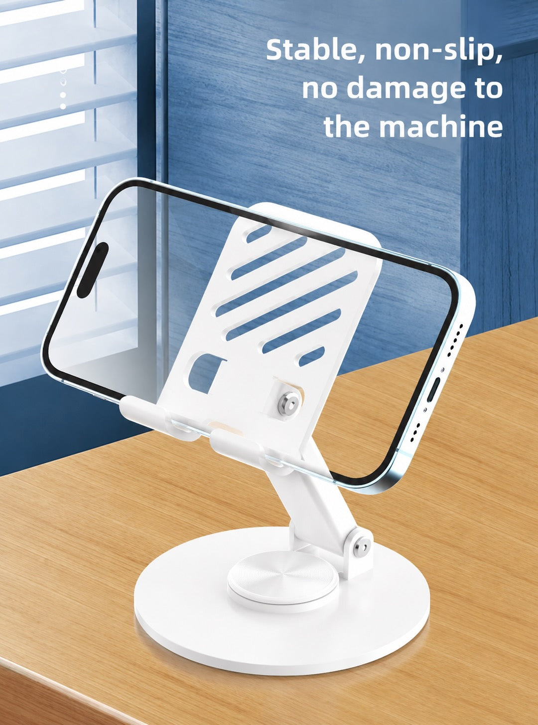 Adjustable Aluminium Phone Stand 360° Rotating Desk Holder Foldable Mobile Stand