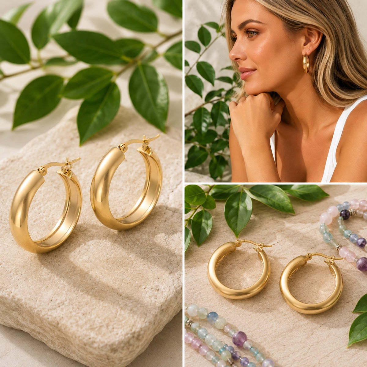 26mm Gold Stainless Steel Hoop Earrings 202/304 Jewellery Making Findings