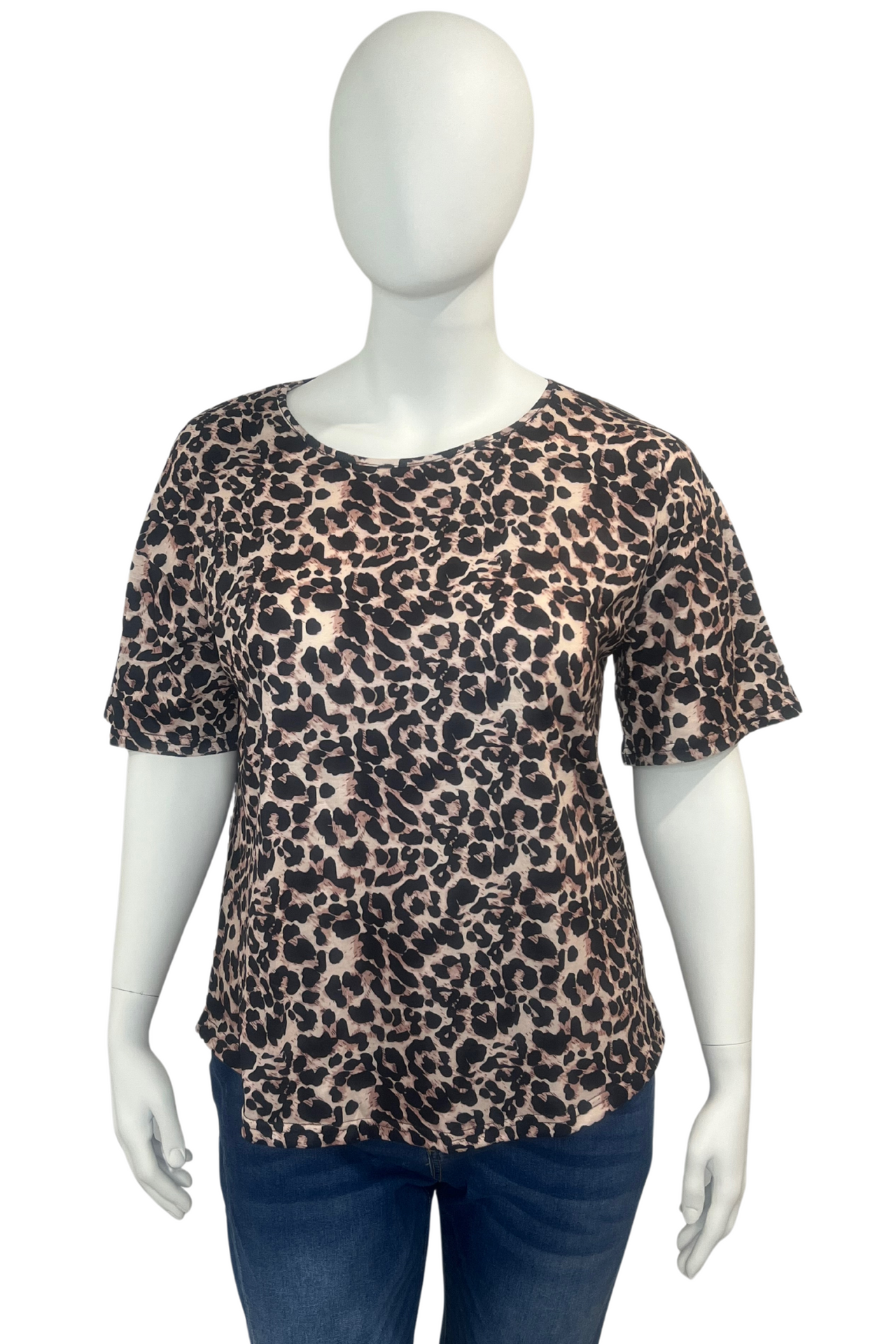 Leopard Print Plus Size Women's Top T-Shirt