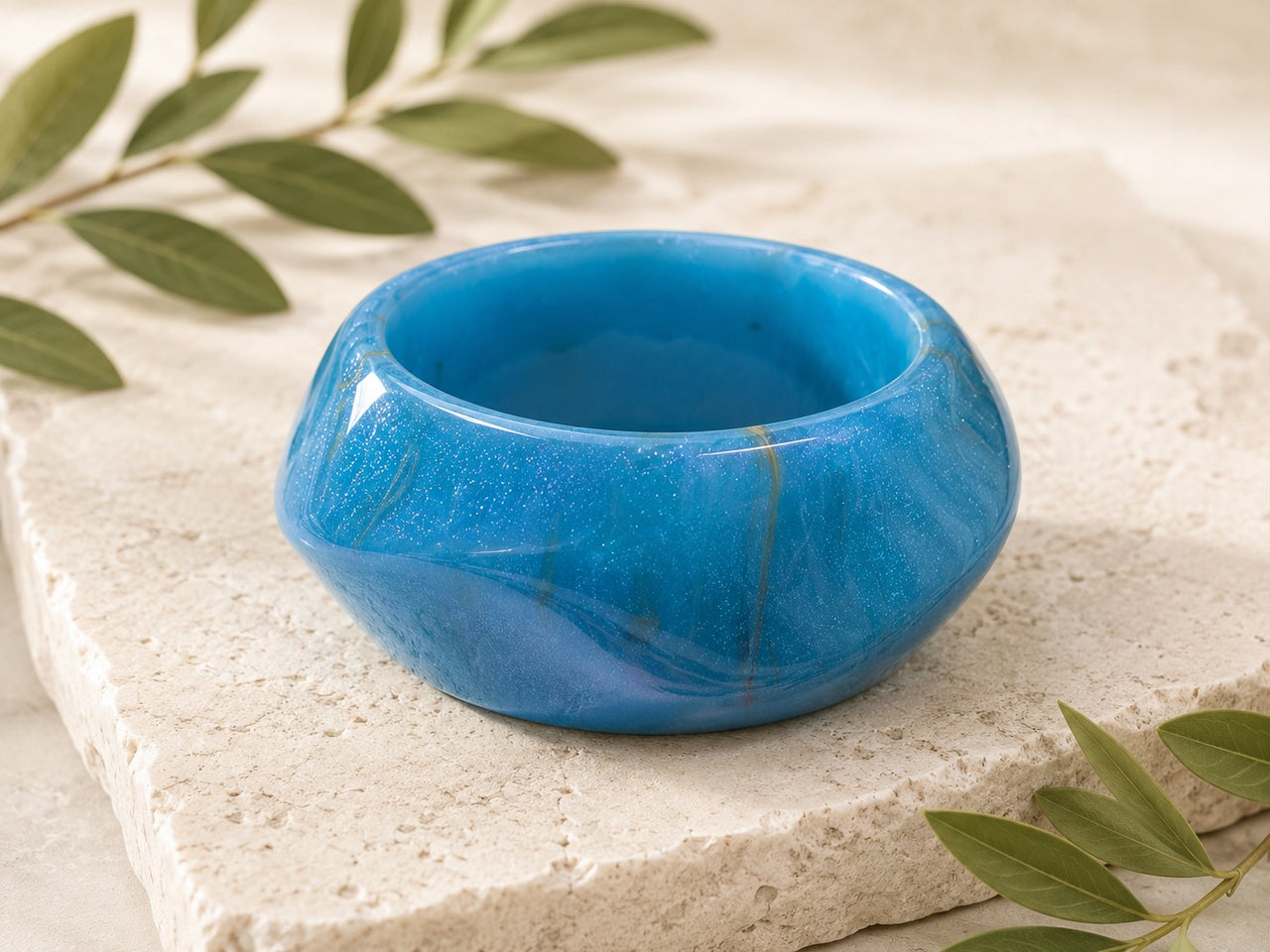 Light Blue Glitter Resin Bangle Bracelet Women's Sparkly Statement Jewellery