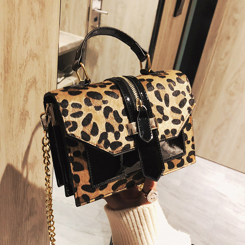 Womens Fashion Leopard Print PU Leather Handbag Animal Print Handbag Evening Handbag