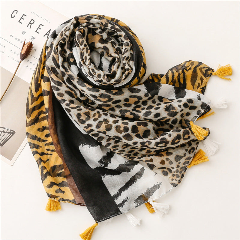 Women's Fashion Animal Print Voile Scarf