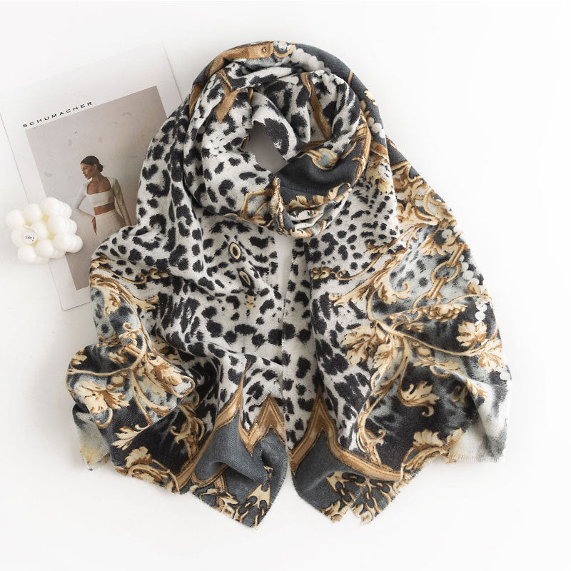 Mirror Leopard Print Fashion Scarf Polyester Scarf