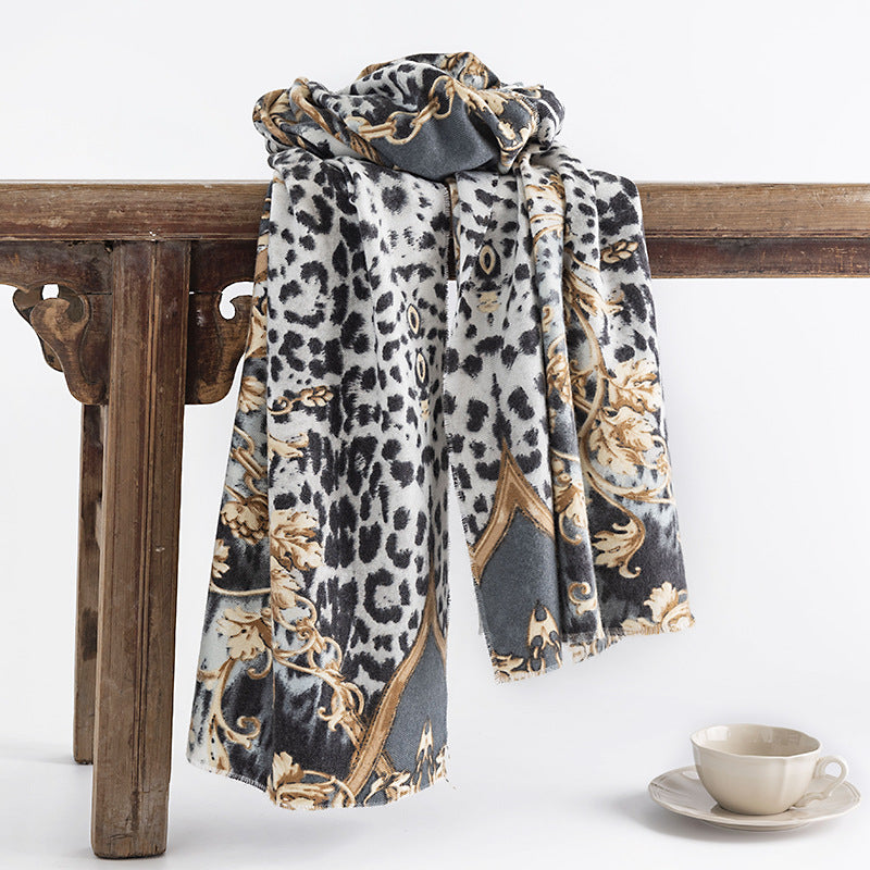 Mirror Leopard Print Fashion Scarf Polyester Scarf