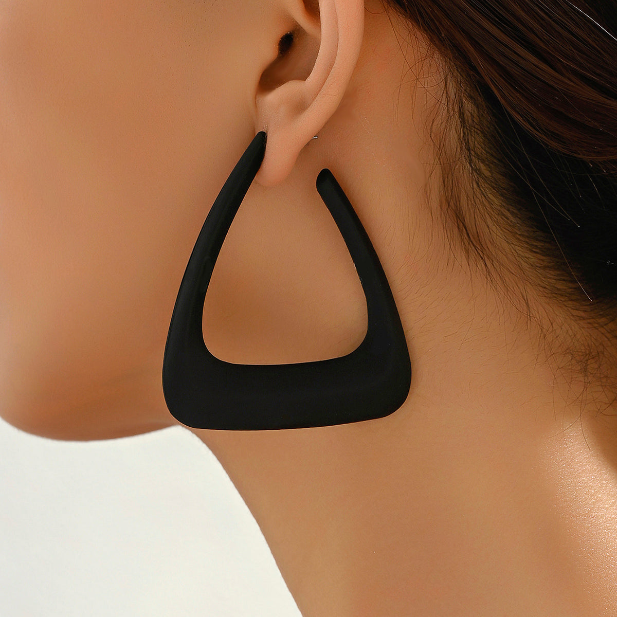 Black Triangle Exaggerated Dangle Fashion Statement Earrings Gold Earrings