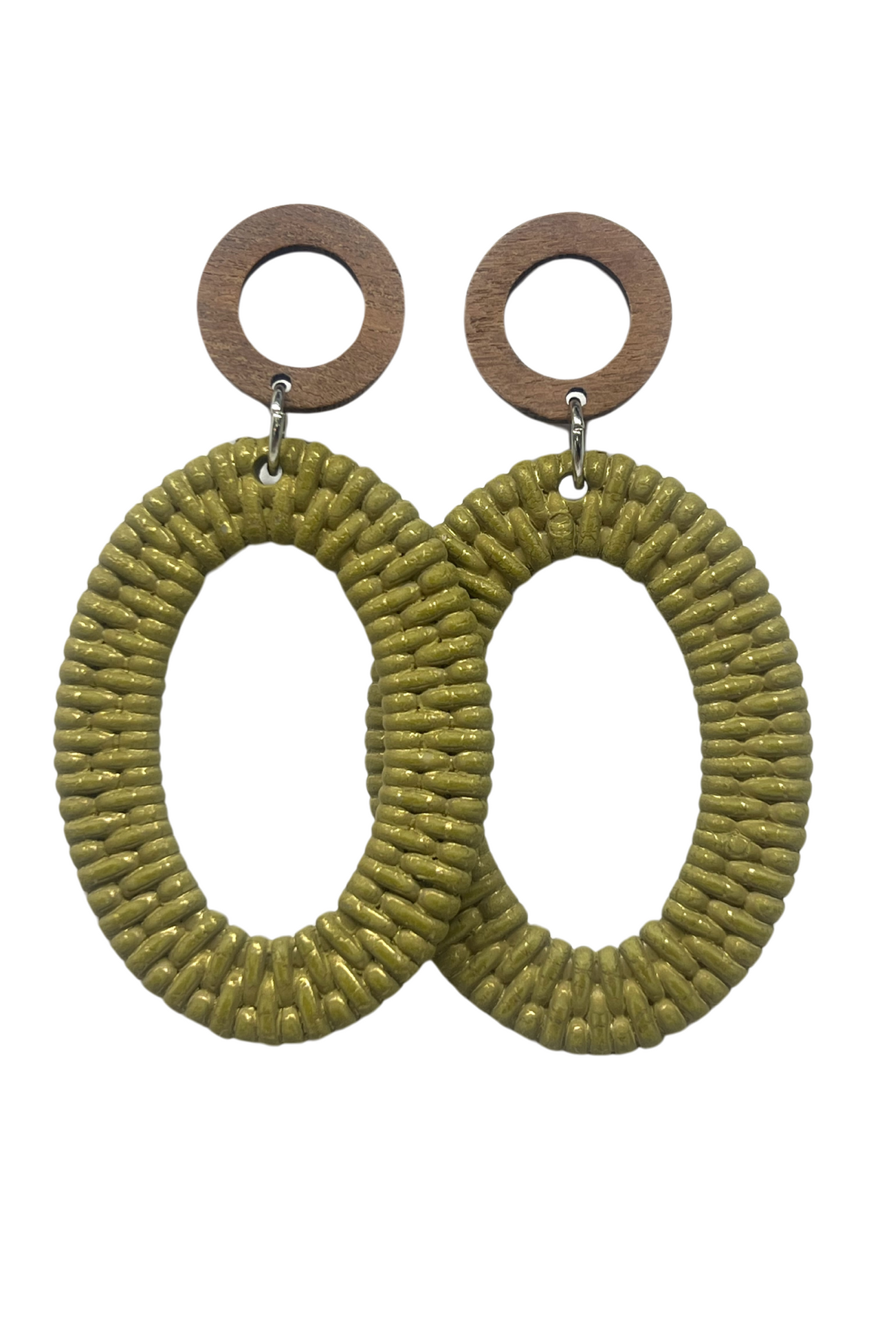 Wood & Acylic Rattan Dangle Earrings, Fashion Statement Earrings, Women's Jewellery.