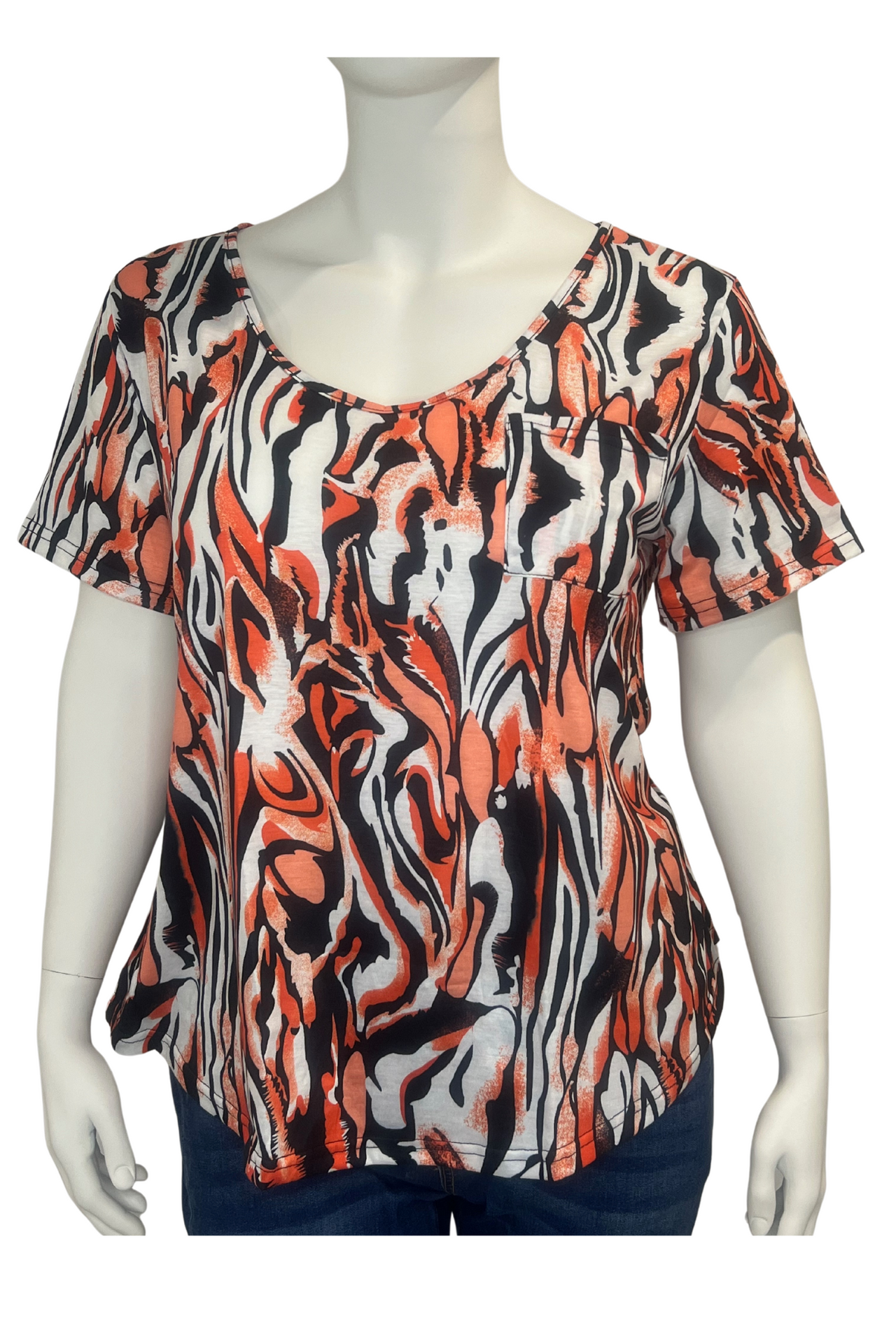 Abstract Tiger Print Plus Size Women's Stretch Top T-Shirt