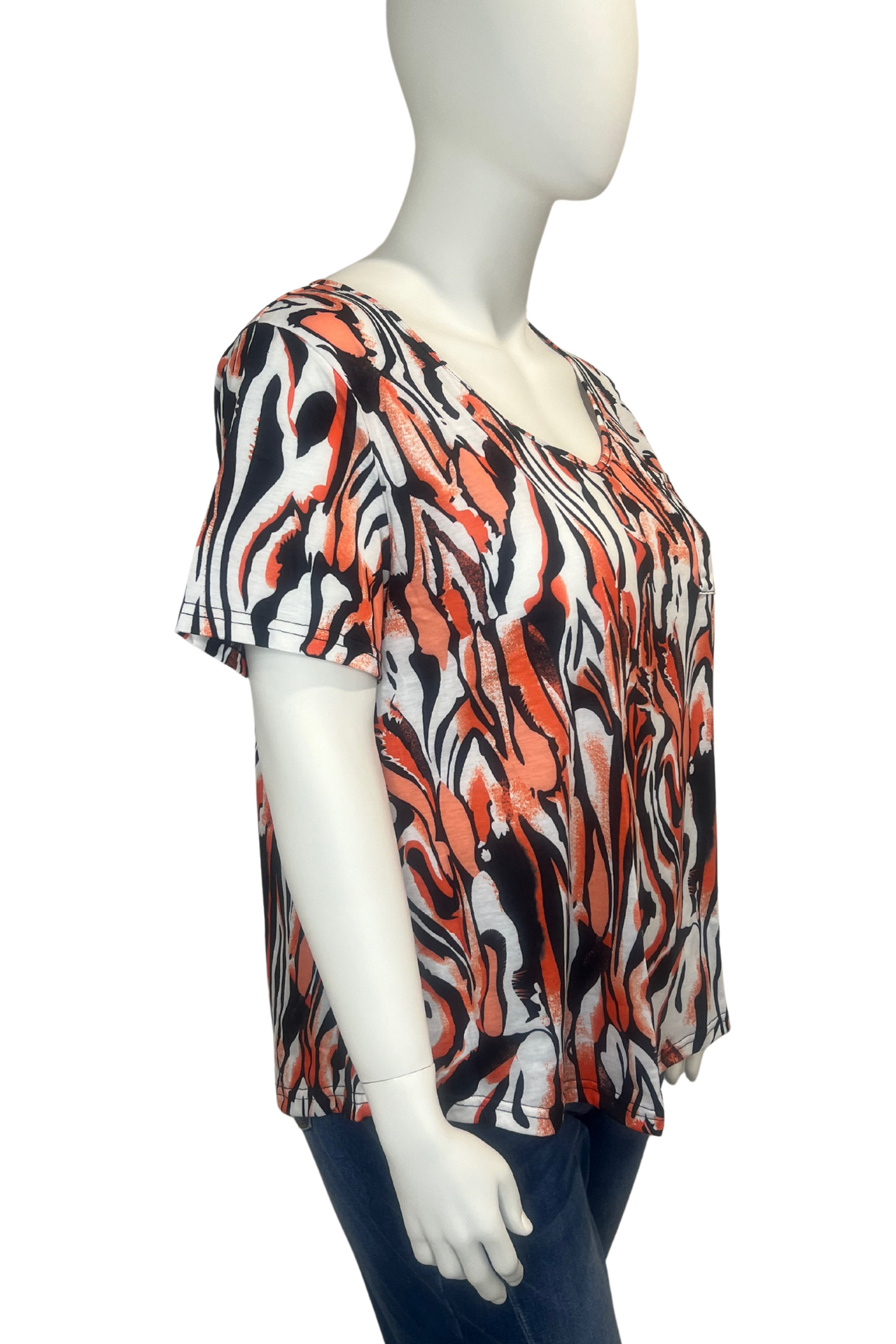 Abstract Tiger Print Plus Size Women's Stretch Top T-Shirt