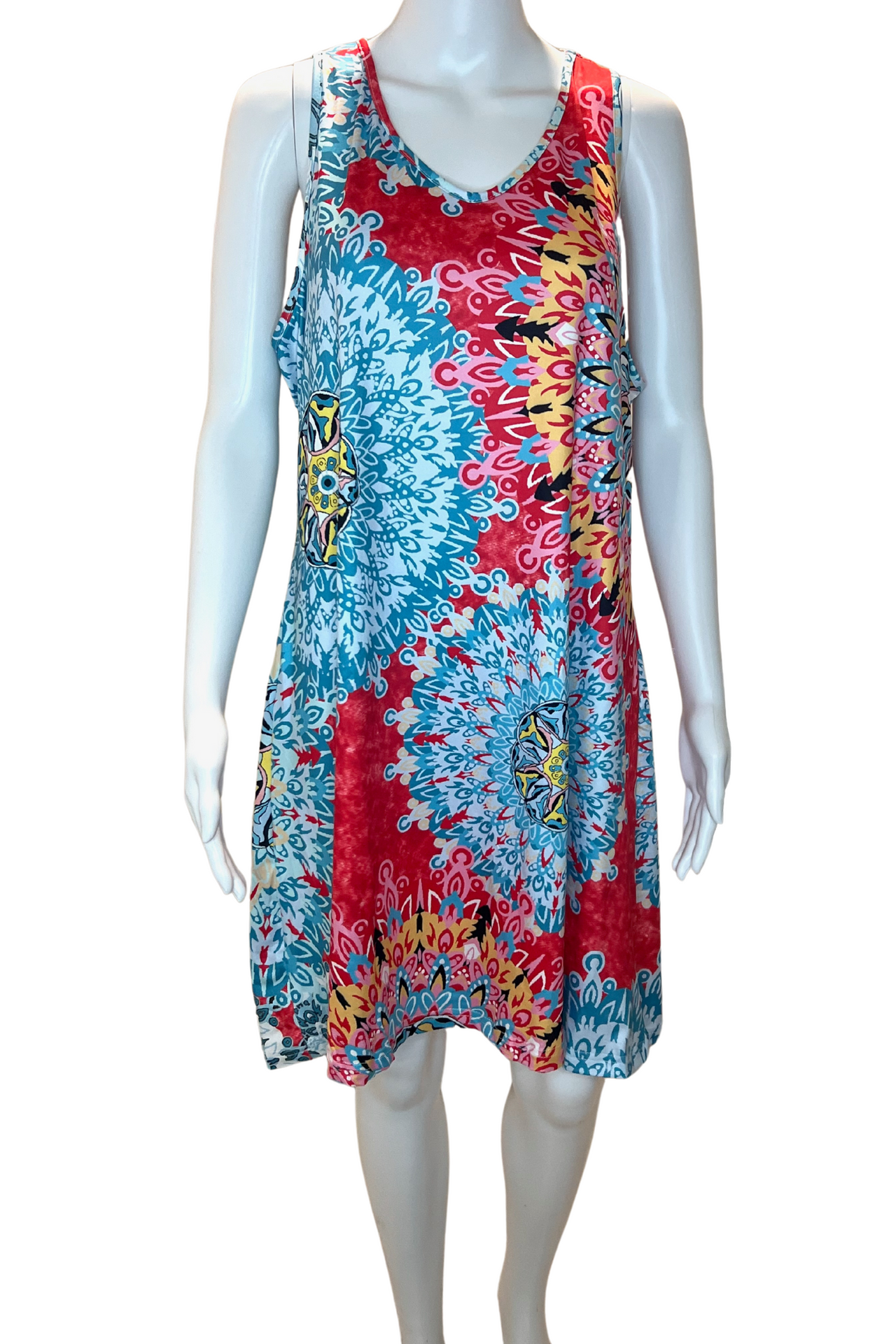 Plus Size Floral Print Sleeveless Dress – Sleeveless V-Neck Summer Casual Outfit