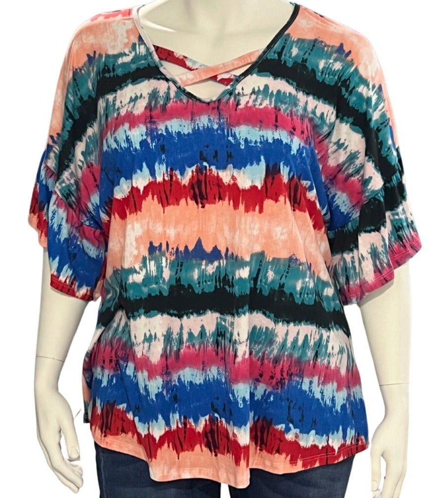 Beautiful Polyester Spandex Multi coloured Plus Size Womens Top