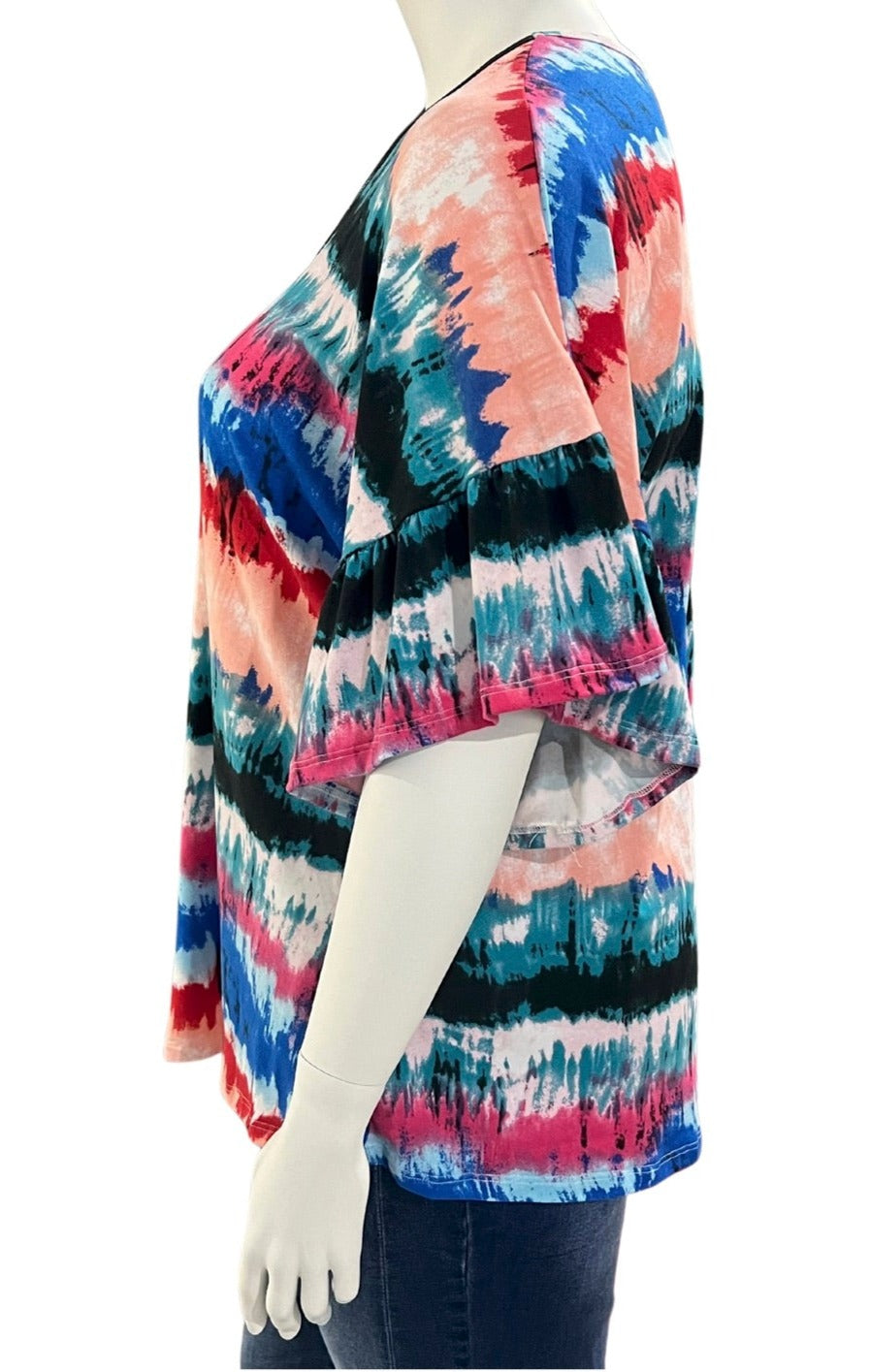 Beautiful Polyester Spandex Multi coloured Plus Size Womens Top
