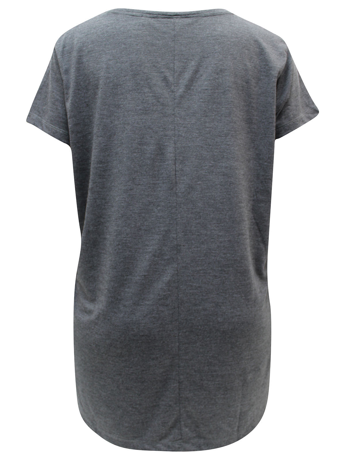 Charcoal V-Neck Plus Size Top with Dipped Hem