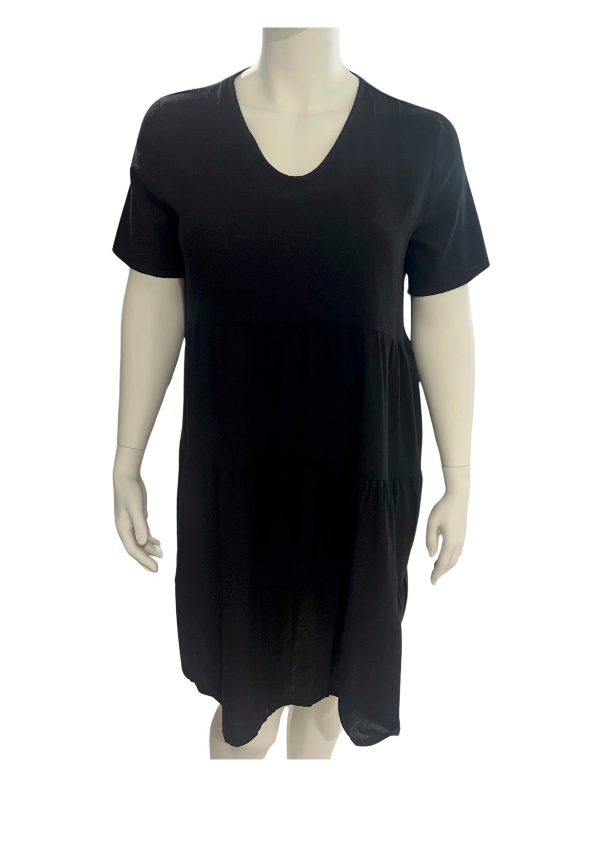 Tiered Plus Size Womens Dress, Women's Plus V-Neck Knee Length Dress