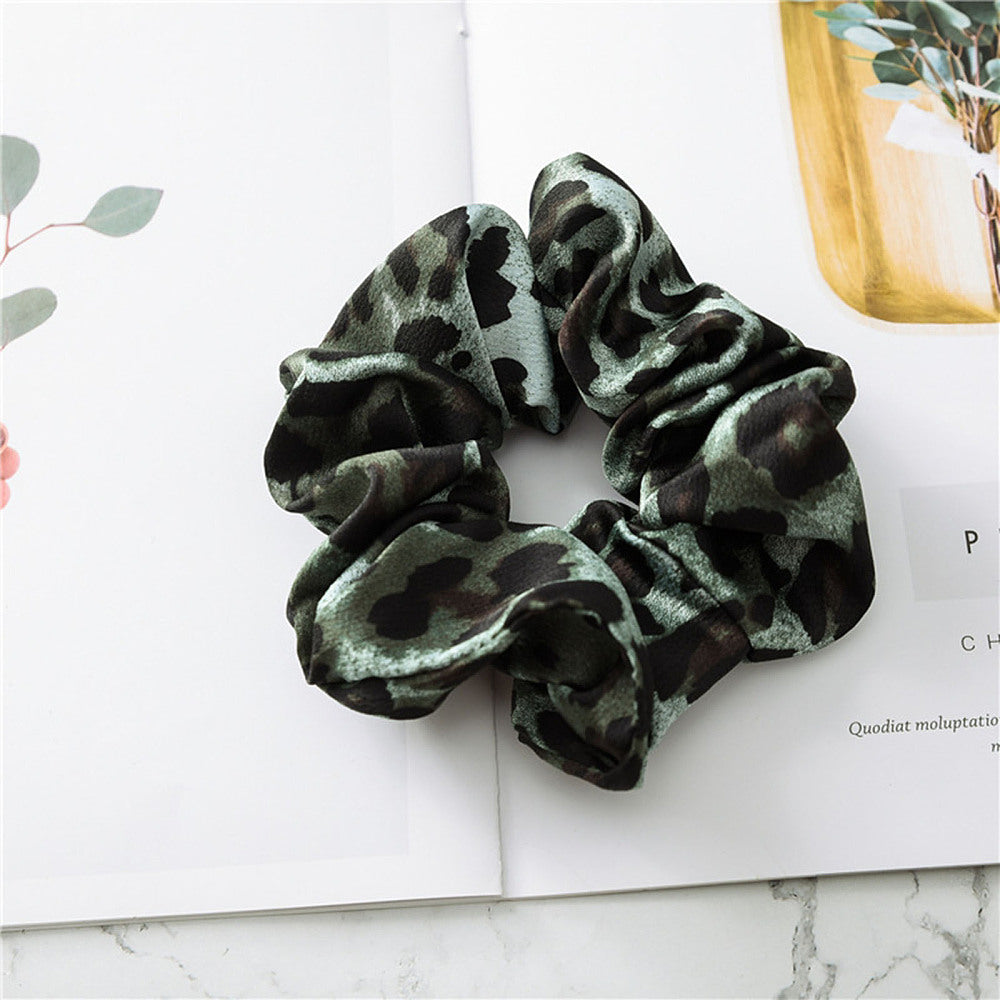 Green Leopard Print Pattern Cloth Elastic Hair Accessories, for Girls or Women, Scrunchie/Scrunchy Hair Ties