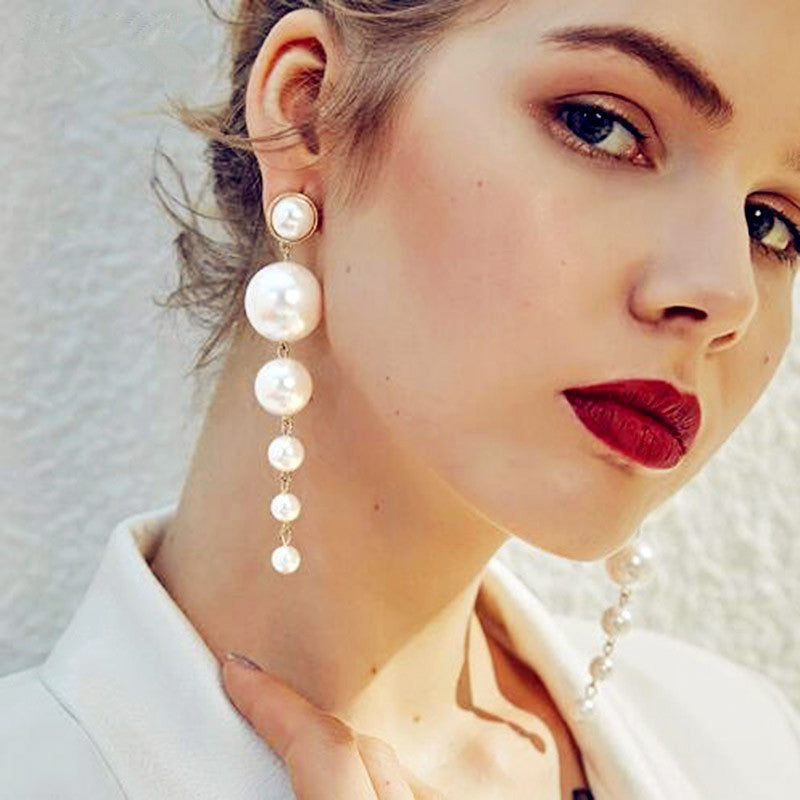 Imitation Pearl Drop Dangle Fashion Statement Earrings